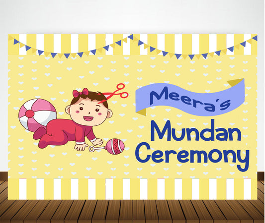 Mundan Ceremony / My First Haircut Girls Party Backdrop Banner