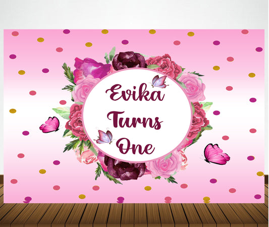 Personalize Butterfly Theme Backdrop Banner