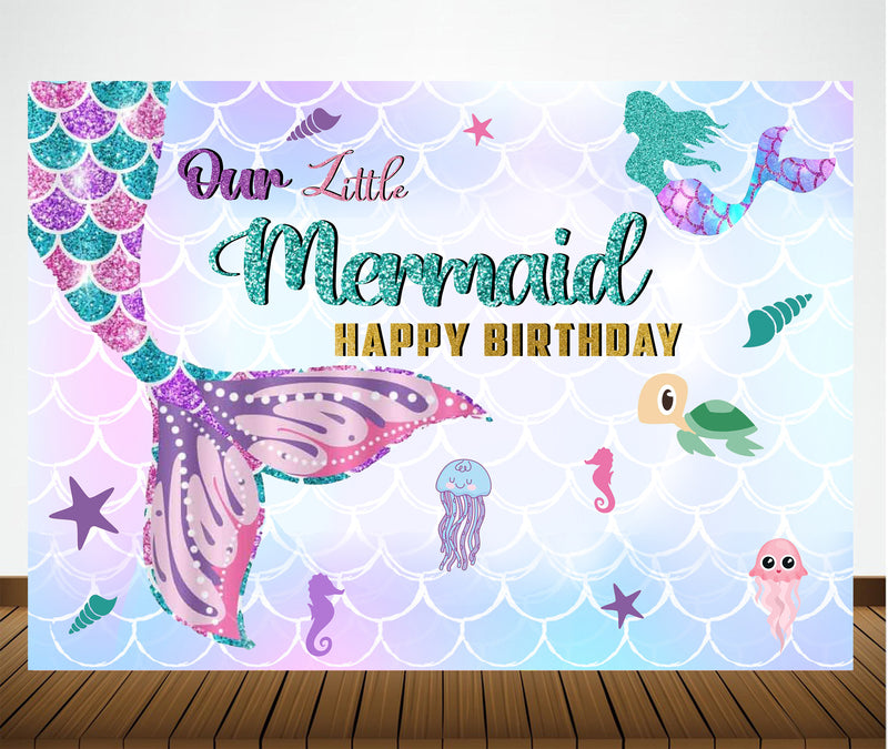 Mermaid Theme Birthday Party Backdrop