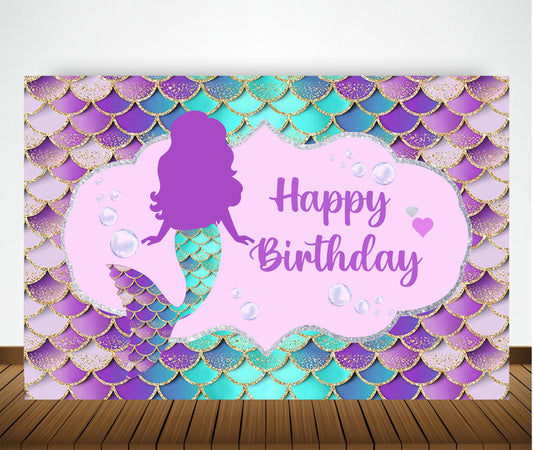 Mermaid Theme Birthday Party Backdrop