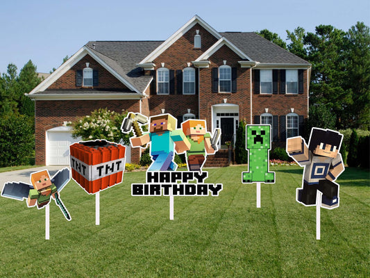 Minecraft Theme Birthday Party Cutouts