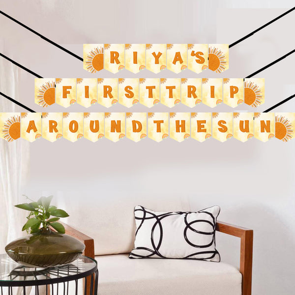 First Trip Around the Sun Theme Birthday Party Banner for Decoration