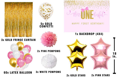 One is Fun First Birthday Party Decorations Complete Set