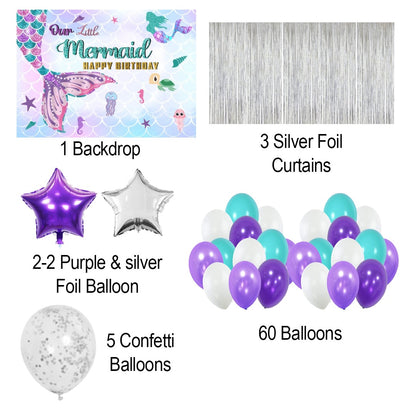 Mermaid Theme Birthday Party Complete Party Set for Girls