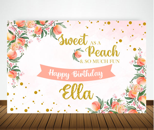 Personalize Girl Birthday Backdrop Banner