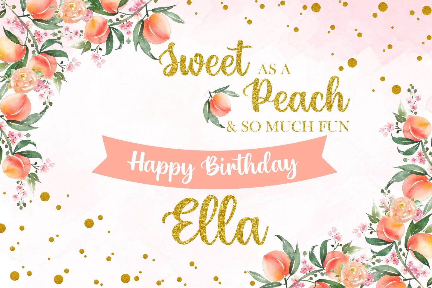 Personalize Girl Birthday Backdrop Banner