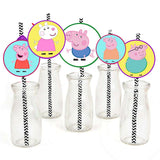 Peppa Pig Theme Birthday Party Paper Decorative Straws