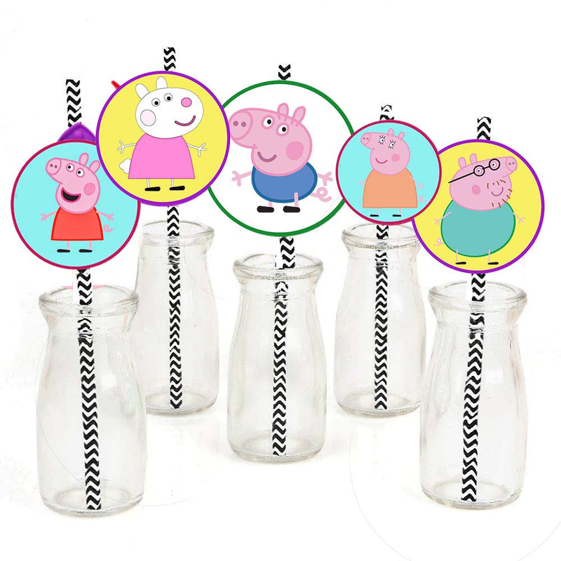 Peppa Pig Theme Birthday Party Paper Decorative Straws