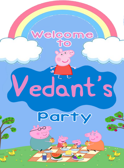 Peppa Pig Theme Birthday Party Welcome Board