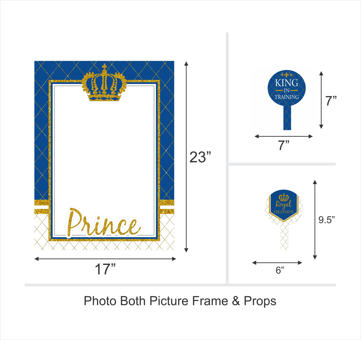 Prince Birthday Party Selfie Photo Booth Frame & Props