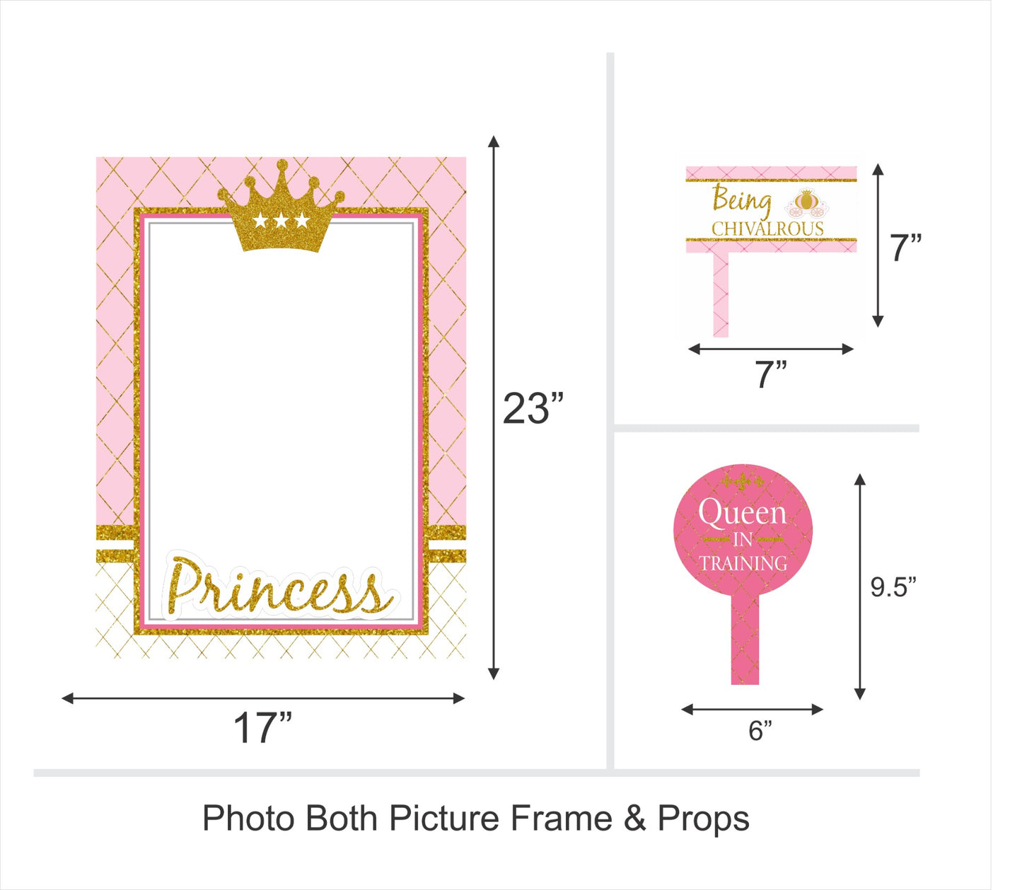 Princess Birthday Party Selfie Photo Booth Frame & Props