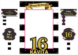 16th Birthday Party Selfie Photo Booth Frame & Props