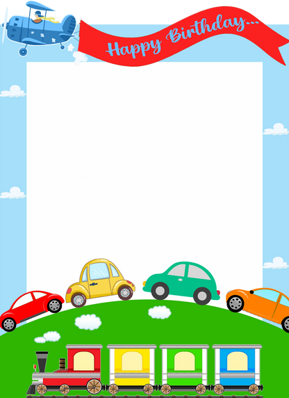 Transport Theme Birthday Party Selfie Photo Booth Frame & Props