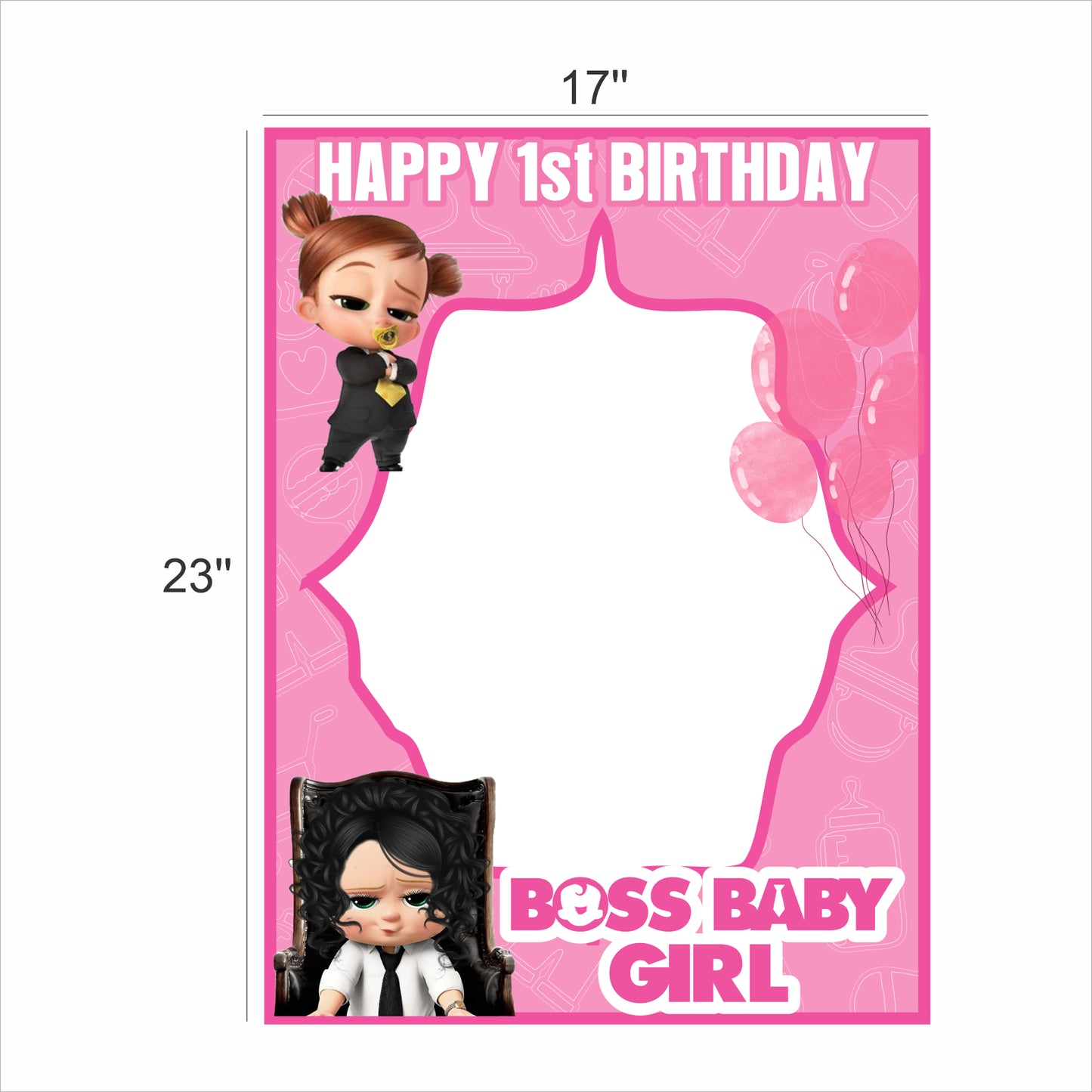 Boss Baby Girl Theme Birthday Party Selfie Photo Booth Frame