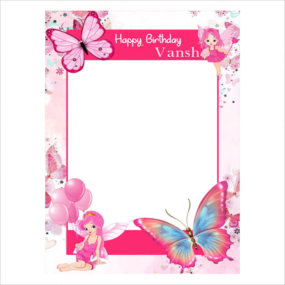 Butterflies & Fairies Theme Birthday Party Selfie Photo Booth Frame