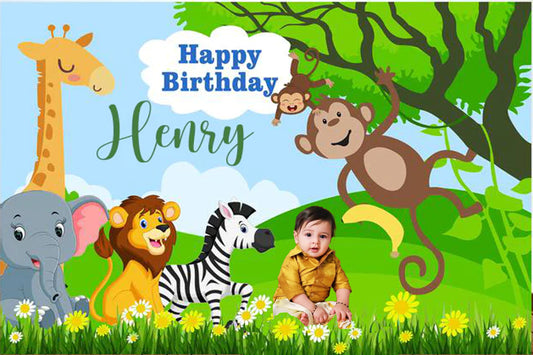Jungle Theme Birthday Party Backdrop