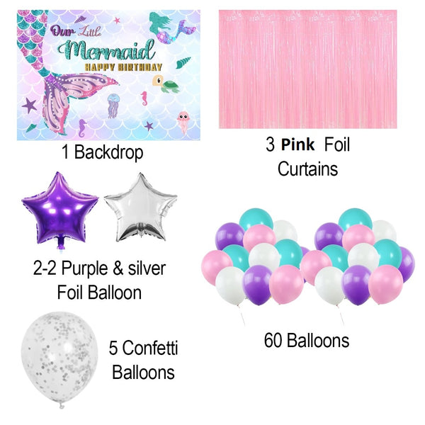 Mermaid Theme Birthday Party Complete Party Set for Girls