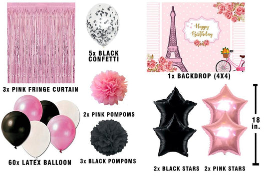 Oh La La Paris Theme Birthday Party Complete Decoration Kit 