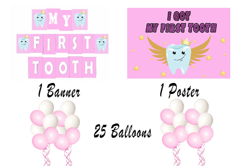My First Tooth Party Banner Photo Prop Girls