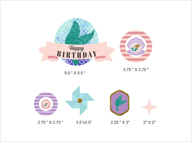 Mermaid Theme Birthday Party Cake Topper /Cake Decoration Kit