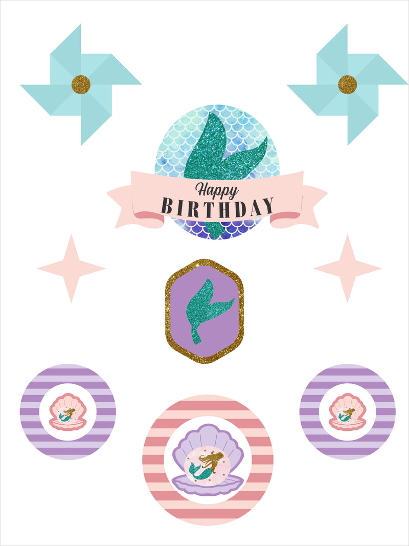 Mermaid Theme Birthday Party Cake Topper /Cake Decoration Kit