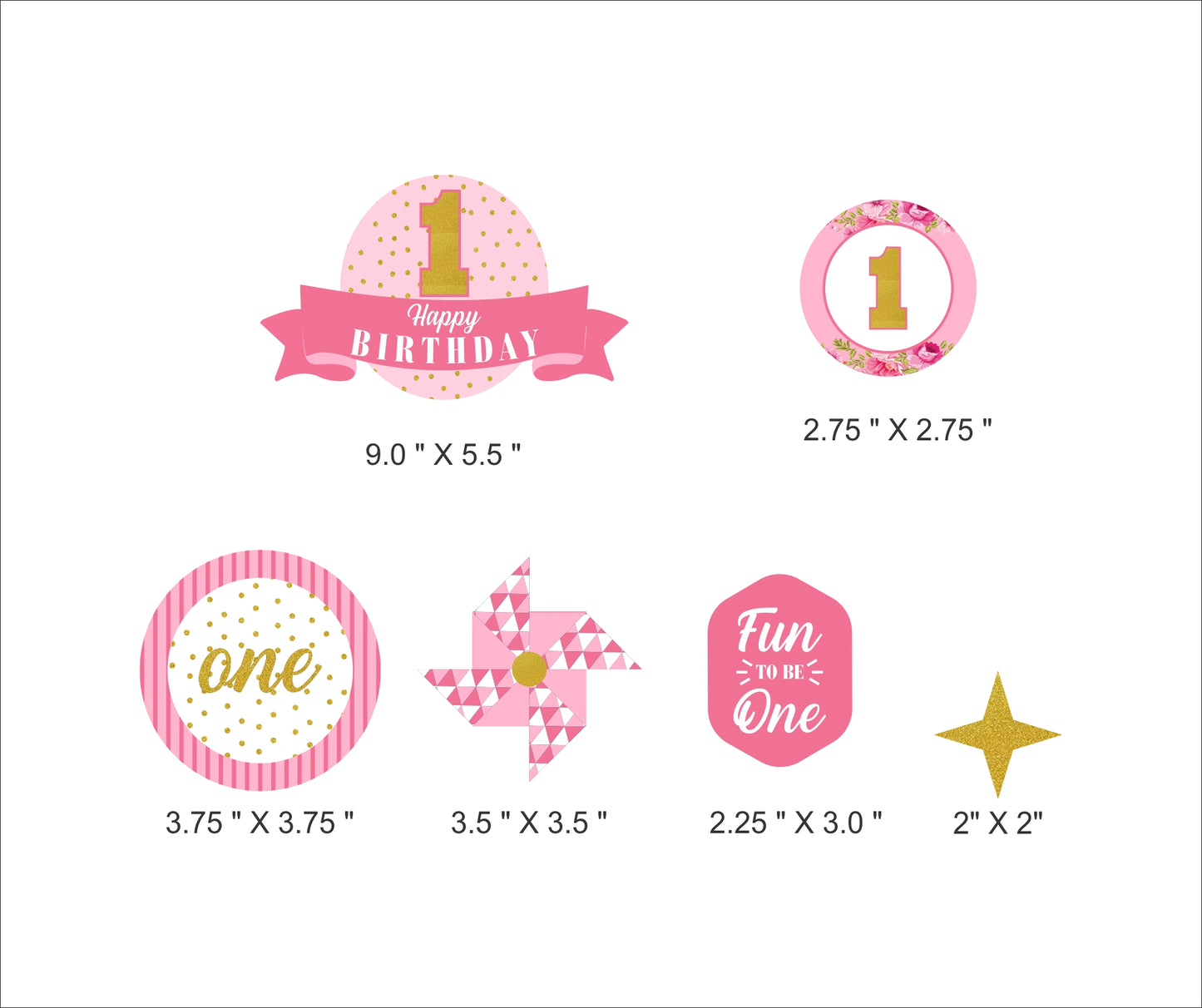 One is Fun First Birthday Party Cake Topper Kit for Decoration