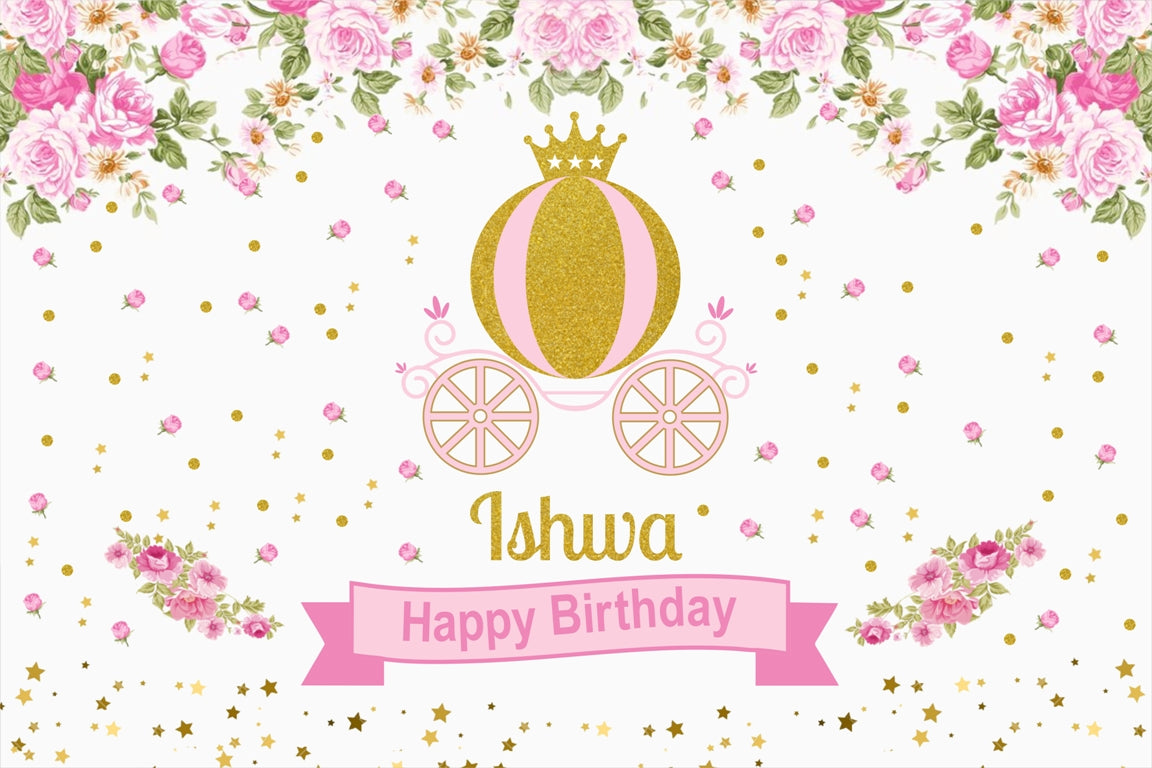 Personalize Princess Birthday Backdrop Banner