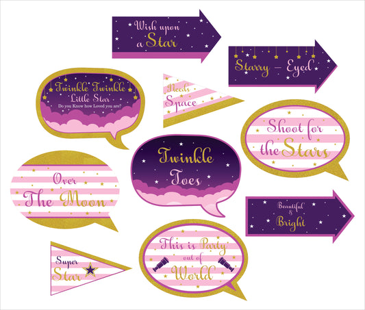Twinkle Twinkle Little Star Theme Birthday Party Photo Booth Props Kit