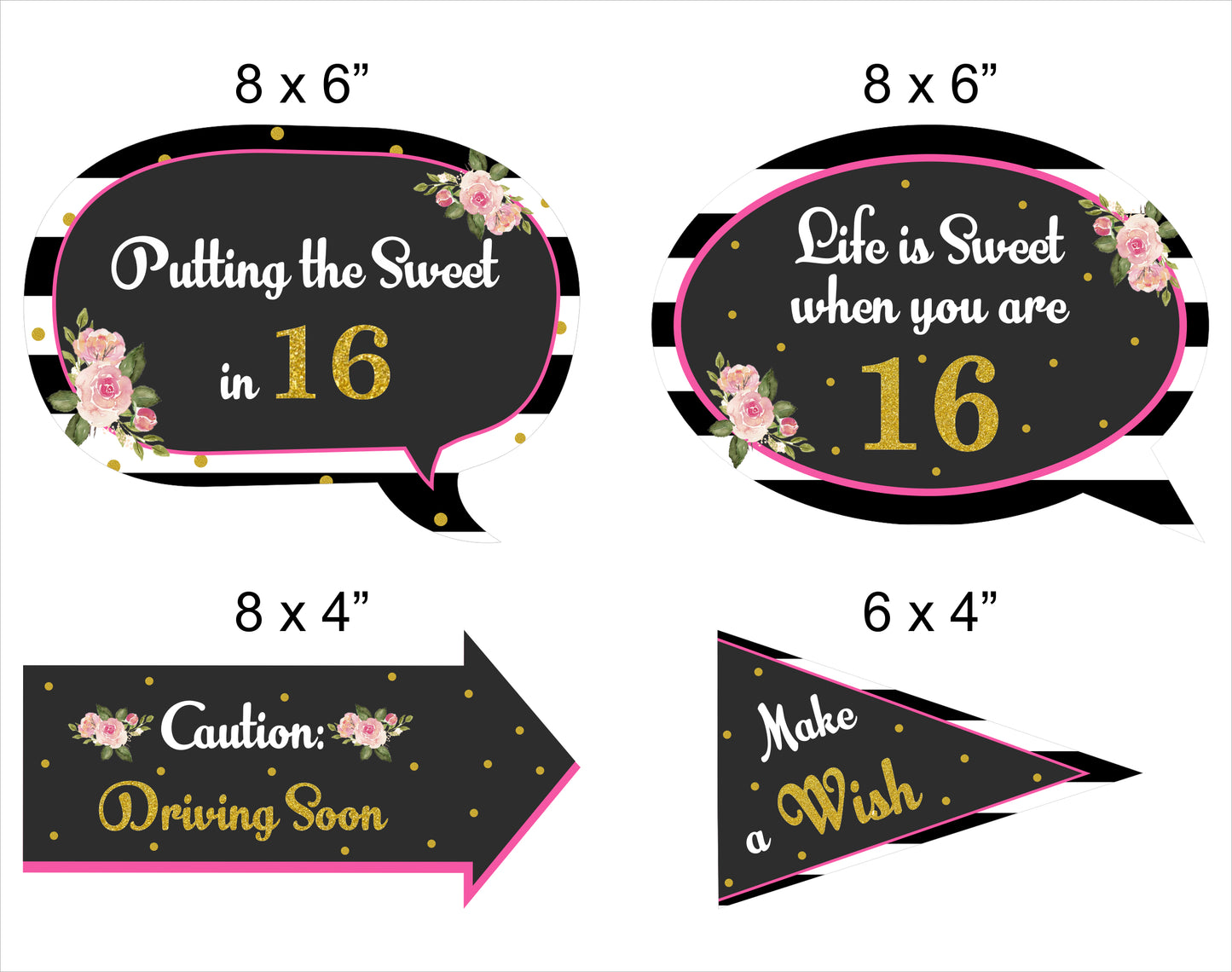 16th Birthday Party Photo Booth Props Kit