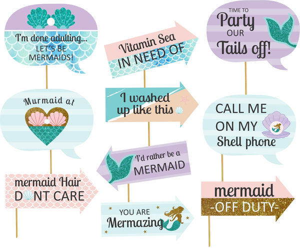 Mermaid Theme Birthday Party Photo Booth Props Kit