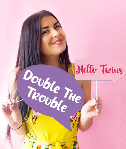 Twin Girls Theme Birthday Party Photo Booth Props Kit