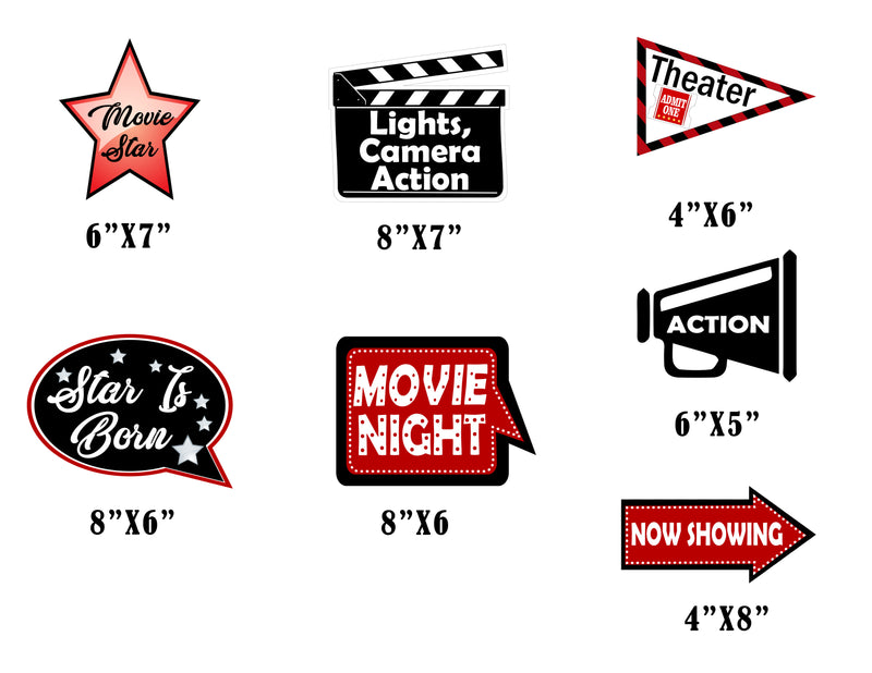 Movie Night Theme Photo Booth Props Kit