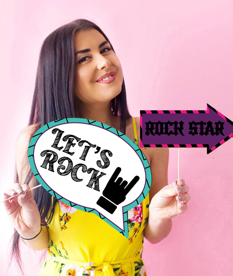 Rockstar Theme Birthday Party Photo Booth Props Kit