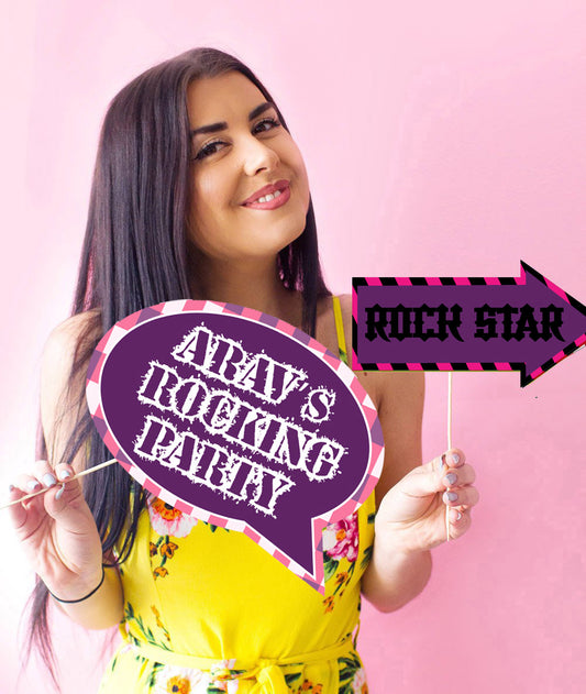 Rockstar Theme Birthday Party Photo Booth Props Kit