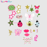 Butterfly & Fairies Theme Birthday Party Photo Booth Props Kit