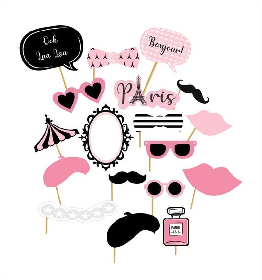 Oh La La Paris Theme Birthday Party Photo Booth Props Kit