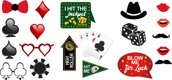Casino/Card Party Photo Booth Props Kit For Decorations