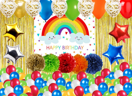 Rainbow Theme Birthday Party Complete Decoration Kit 