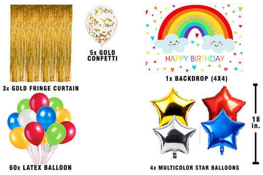 Rainbow  Theme Birthday Party Complete Party Set for Girls 