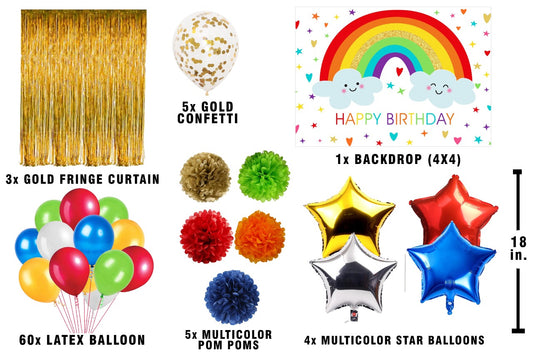 Rainbow Theme Birthday Party Complete Decoration Kit 