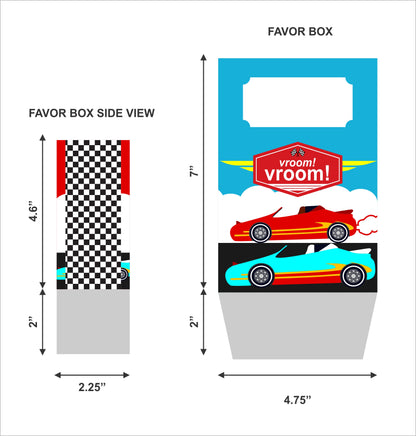 Ready Set Go Theme Based Favor Box/Return Gift Bag - Pack Of 6
