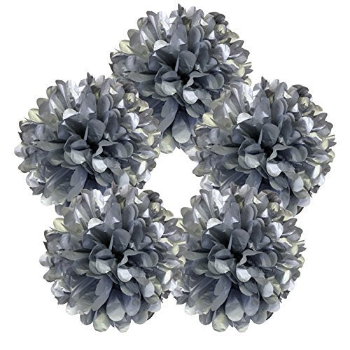 Silver Pom Pom Flower Decoration For Birthday Parties, Anniversary Party & Baby Shower