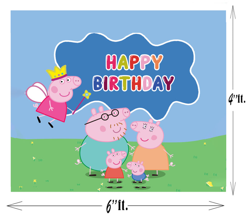 Peppa Pig Theme Birthday Party Backdrop