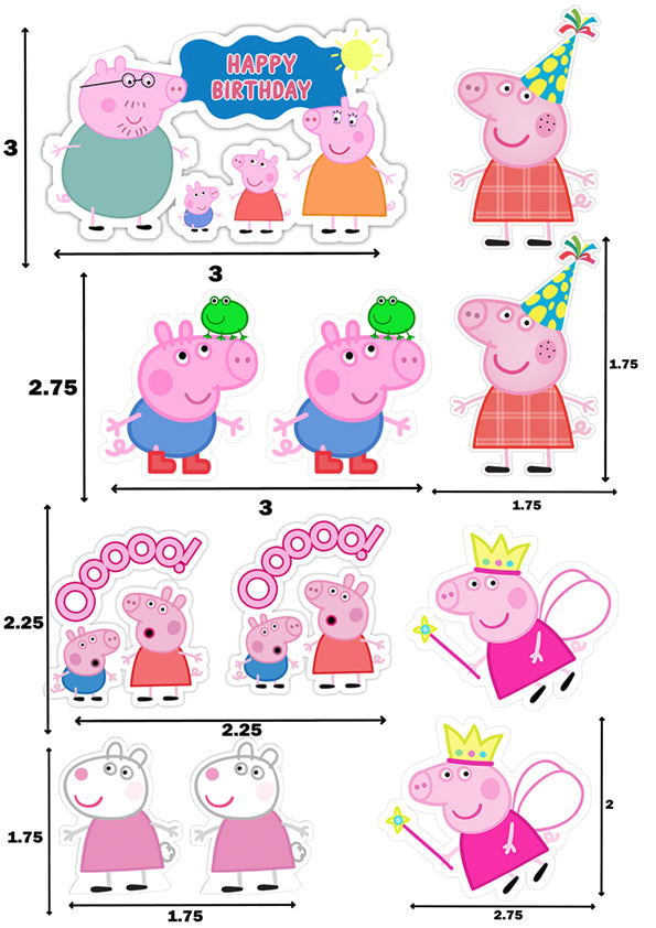 Peppa Pig Theme Birthday Party Cake Topper /Cake Decoration Kit