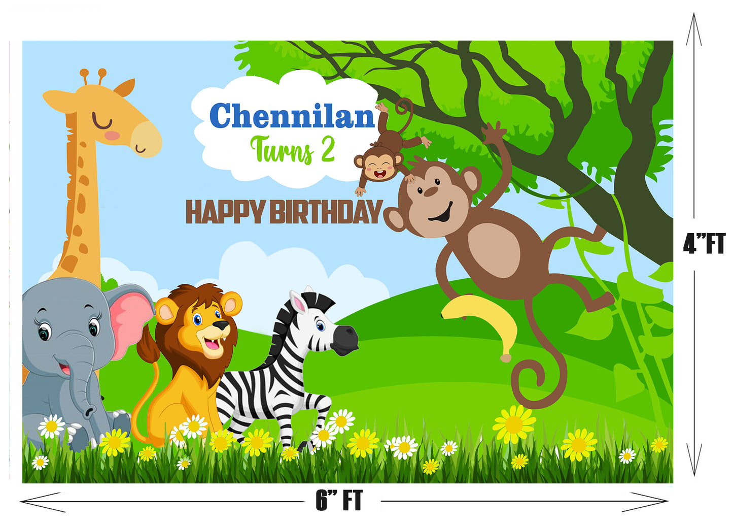 Personalize Jungle Backdrop Banner