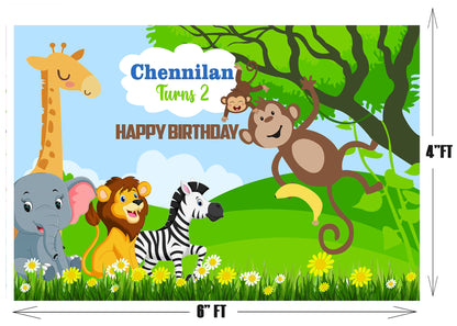 Personalize Jungle Backdrop Banner