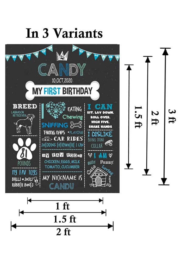 Dog Theme Customized Chalkboard Milestone Board for Dog Birthday Party