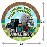 Minecraft Theme Birthday Party Thank You Gift Tags