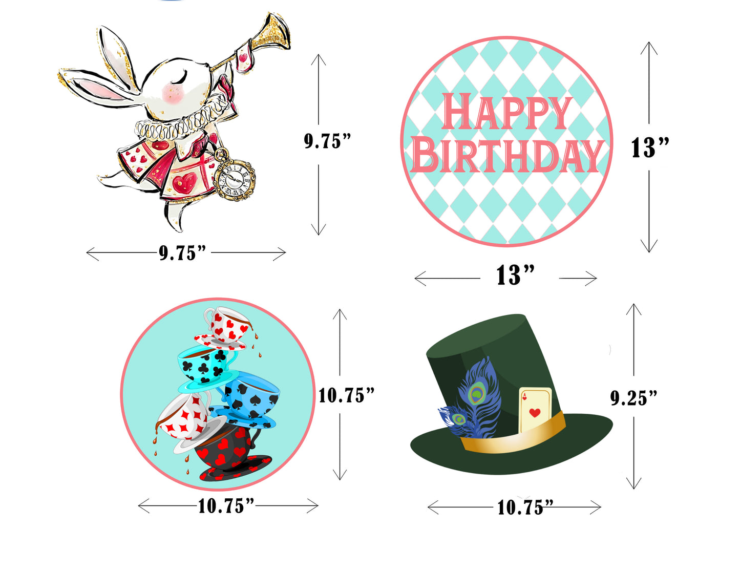 Alice Tea Party Theme Birthday Party Theme Hanging Set for Decoration 