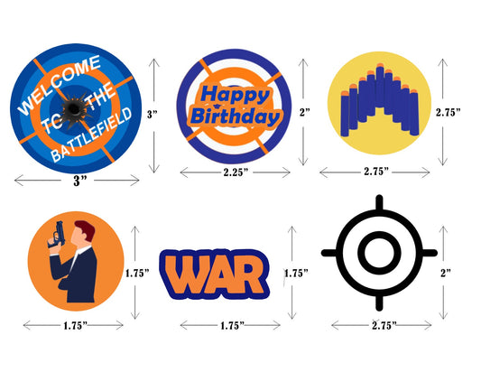 Battle Field- Cake Topper Birthday Party (Pack Of 12)